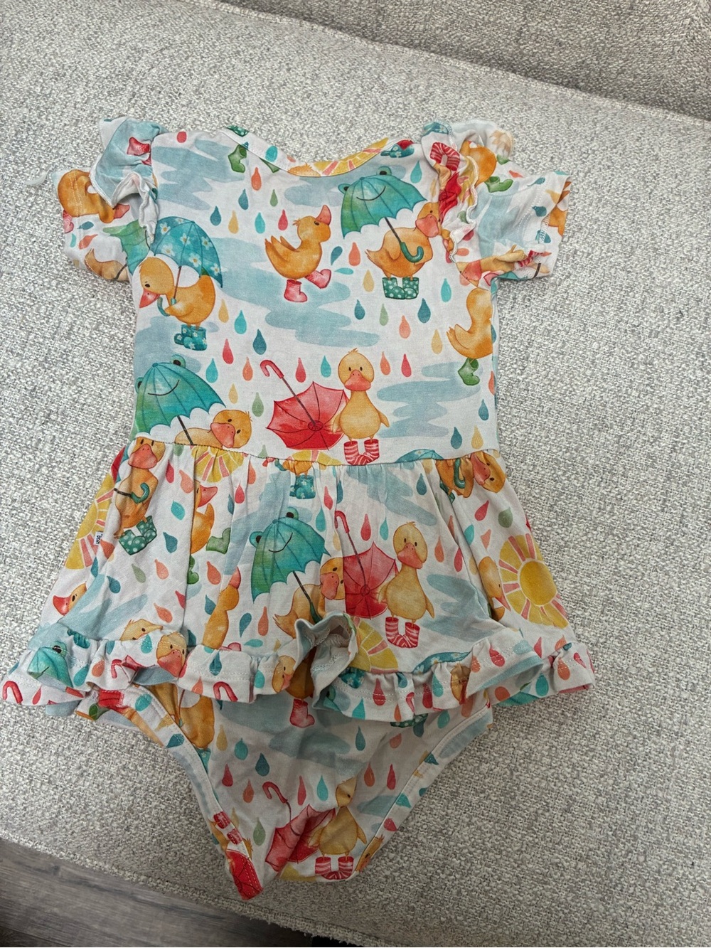 Baby Girls' Duck Print Ruffle One-Piece Bodysuit - Multicolor